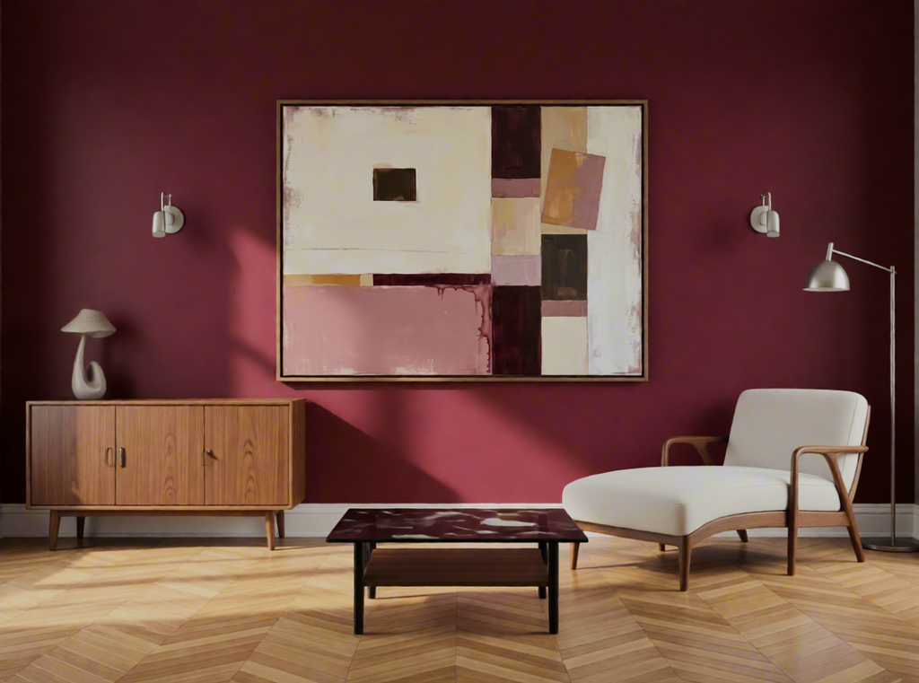 Canvas Print Burgundy Geometric Bauhaus | Abstract Geometric Wall Art