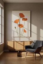 Canvas Print Terracotta Poppies | Contemporary Botanical Floral Wall Art