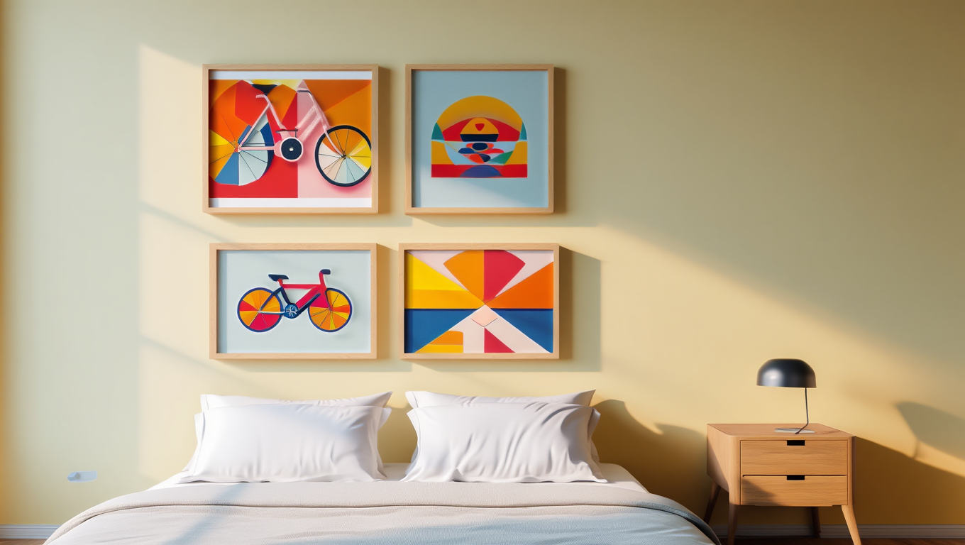 Bauhaus Geometric Pop Art – Home Office Bicycle Set of 4