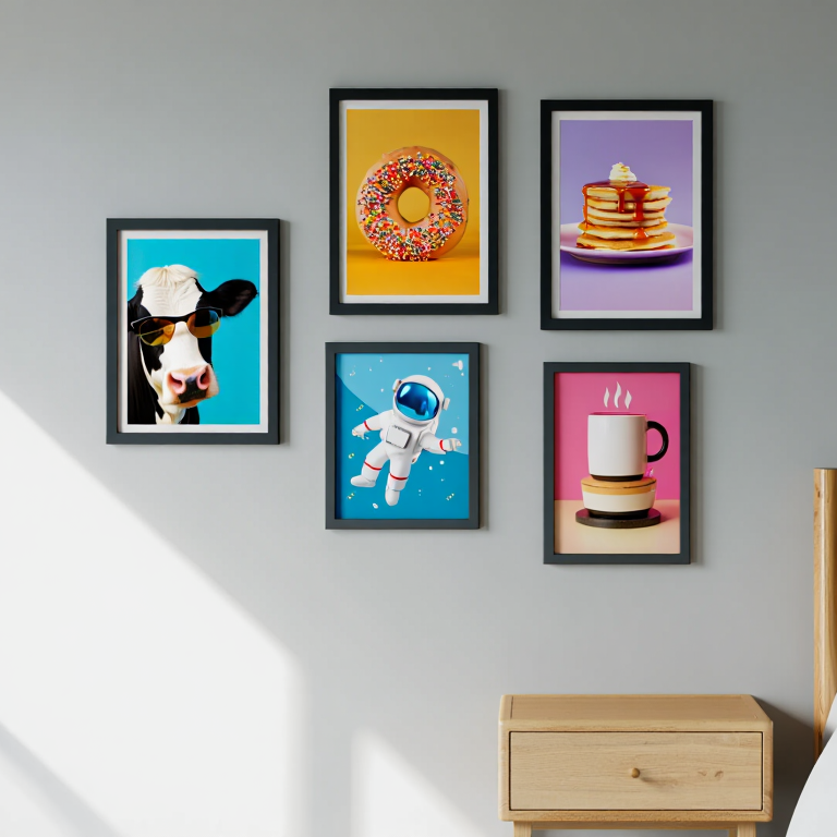 Vibrant Playful Wall Art – Bedroom Pop Art Set of 5