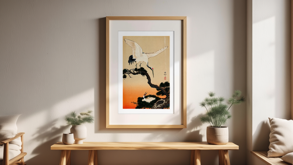 Ohara Koson - Crane Over his Nest Poster