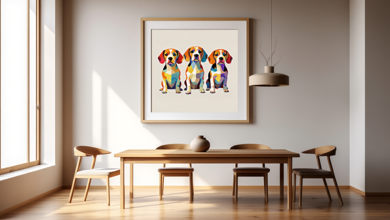 Geometric Beagles Poster