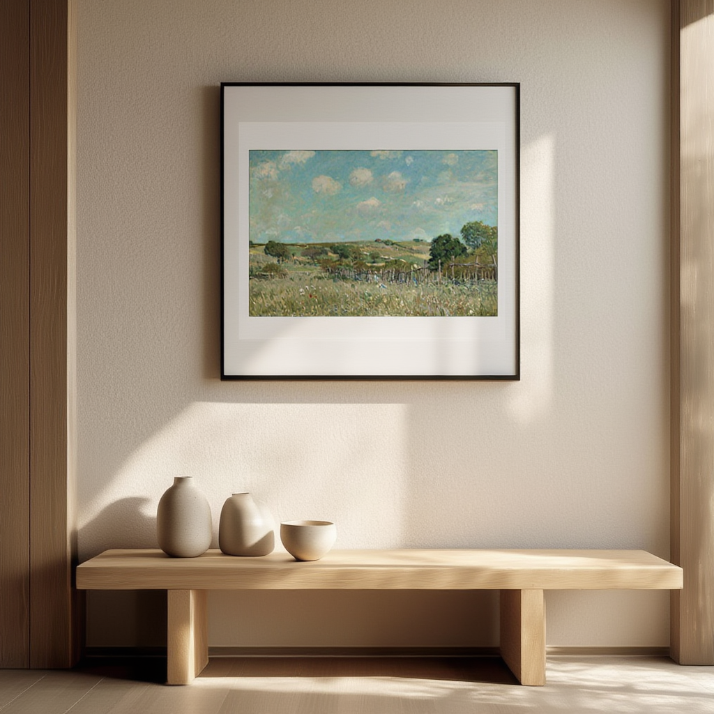 The Meadow by Alfred Sisley – Impressionist Landscape Art Print - Hakyarts