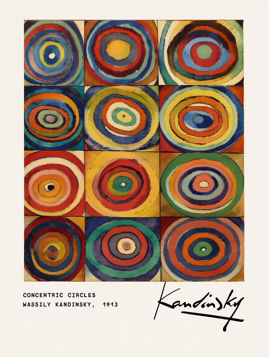 Kandinsky – Geometric Abstract Art “Concentric Circles”