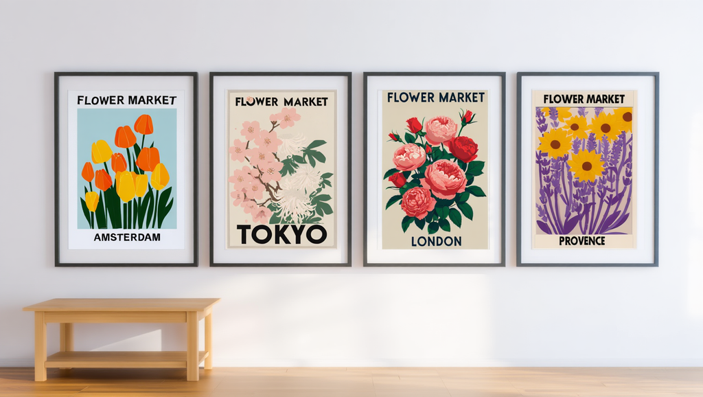 4 Flower Market City Prints – Colorful Travel & Home Wall Art