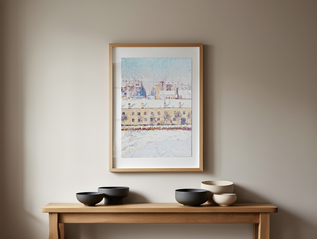 A Winter Scene, Motif from Southern Stockholm (1896) by Axel Lindman – Vintage Swedish Winter Landscape Art Print