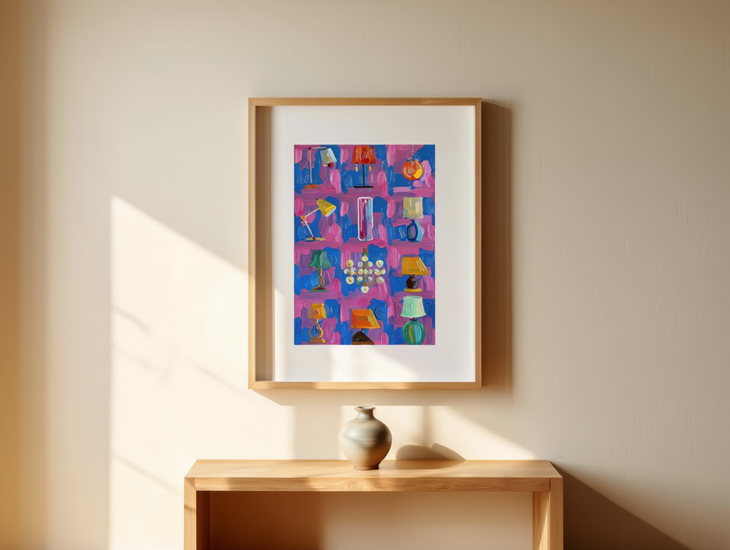 Colourful Lampshades Illustration – Modern Art Poster