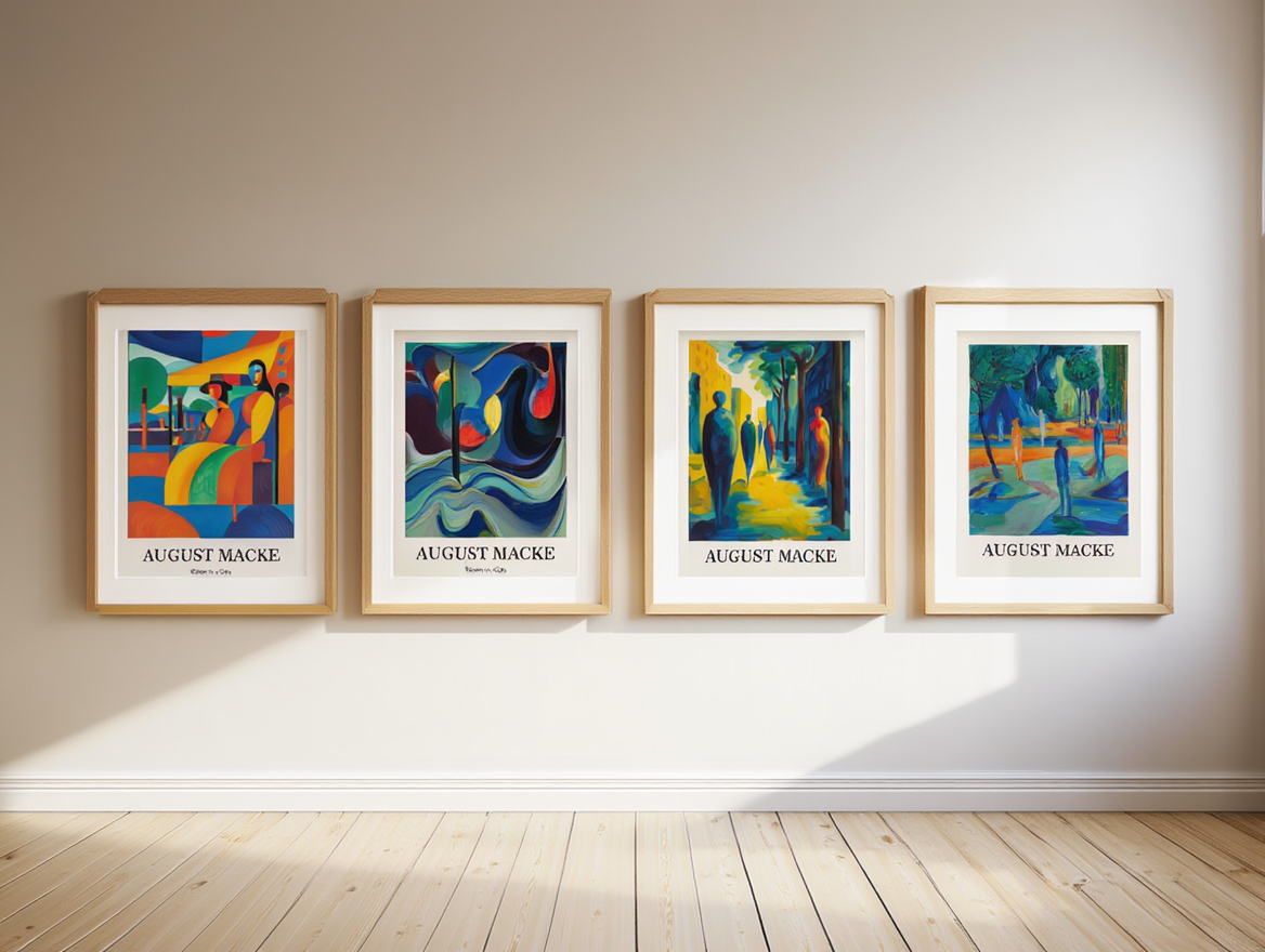 Colorful Geometric August Macke Art Set – 4 Prints for Gallery Wall Decor