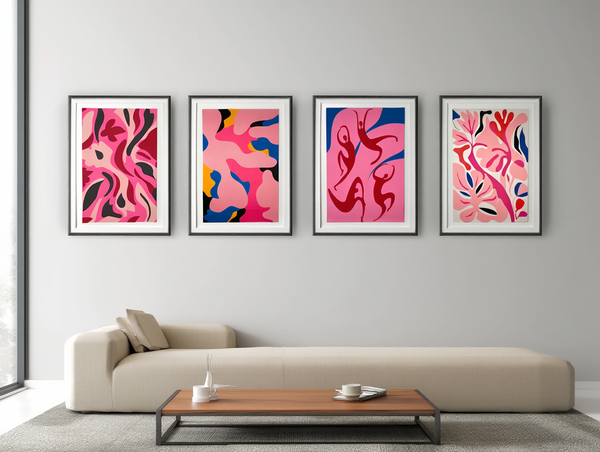 Matisse-Inspired Flower Tiger Coral Pink – Abstract Vintage Posters