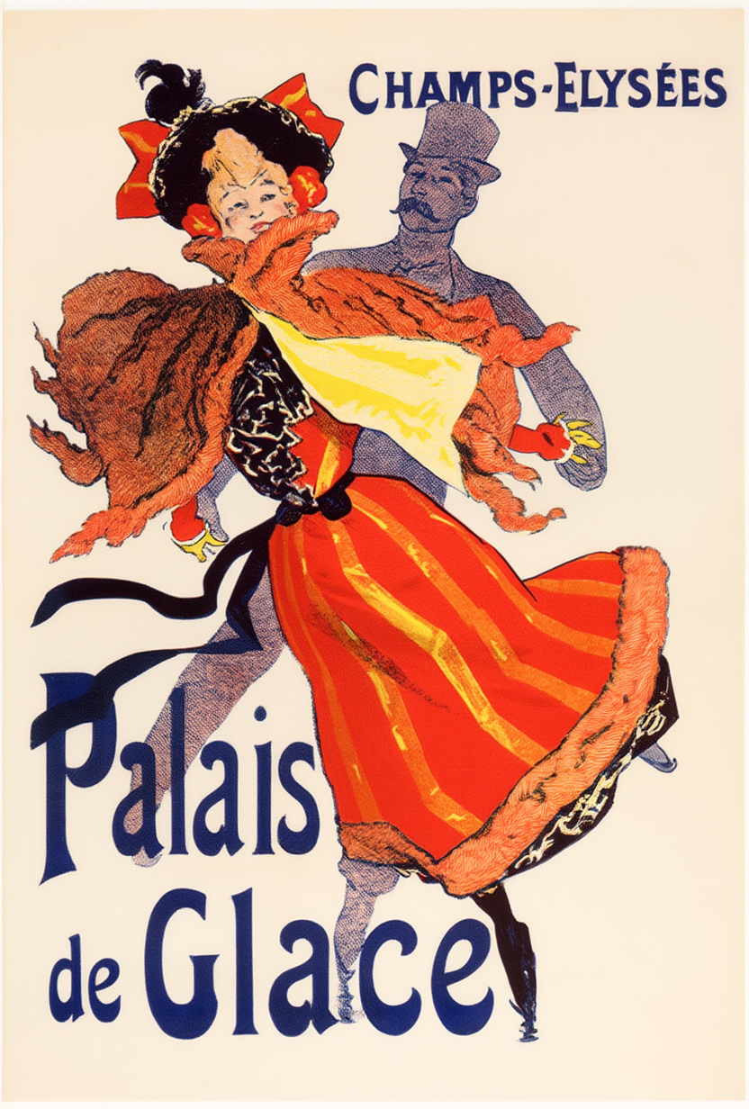 Les Palais de Glace Poster by Jules Chéret – Belle Époque French Advertising Art Print