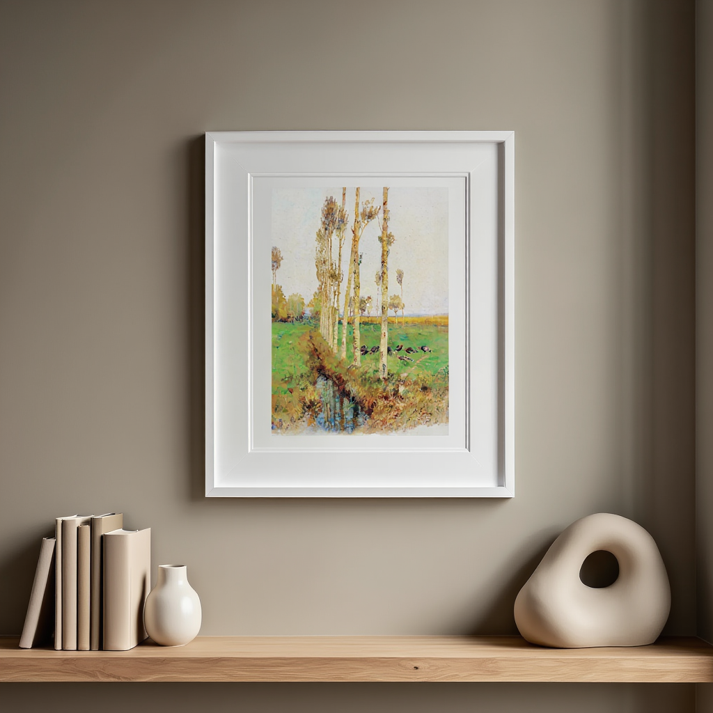 A Poplar-Lined Avenue with Turkeys – Marie Egner | Classic Landscape Art Print