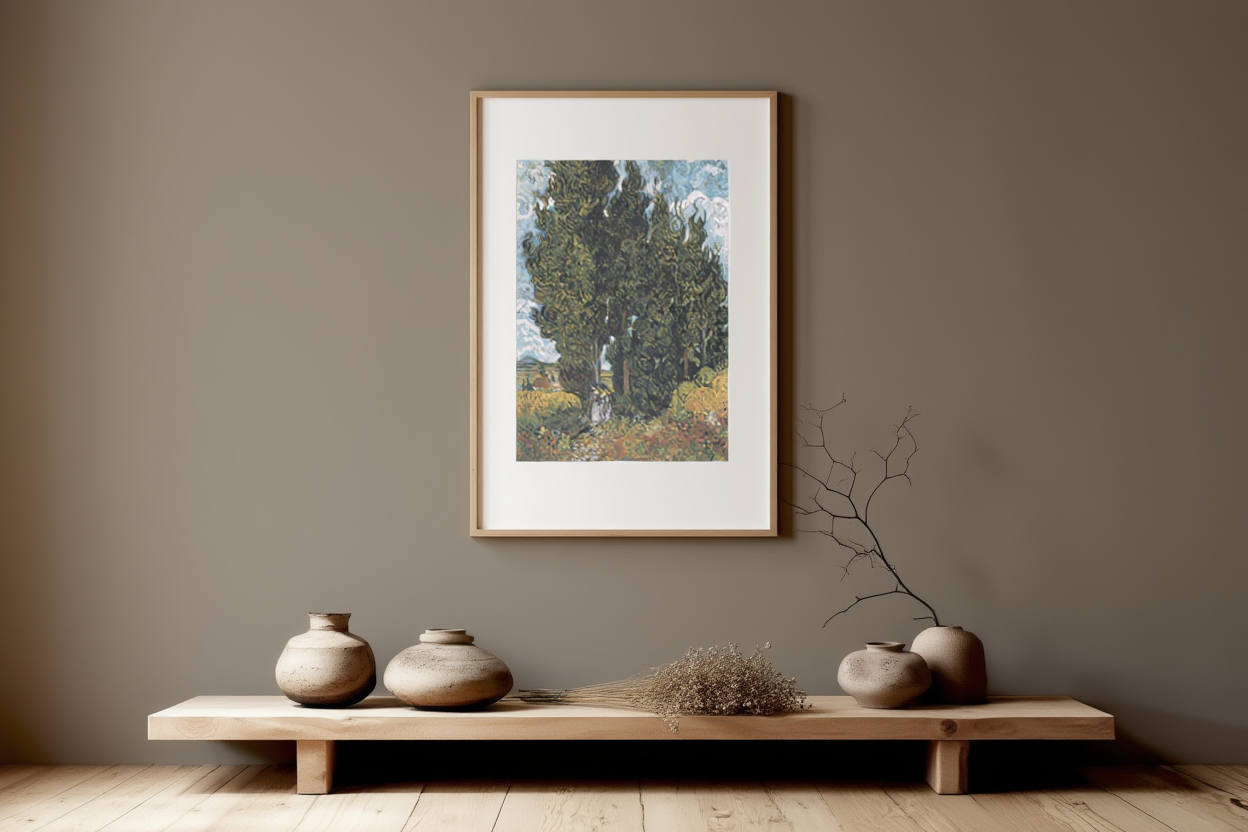 Vincent Van Gogh - Cypresses with Two Figures