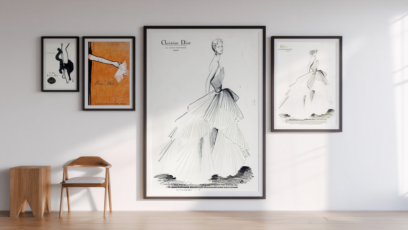 Vintage Fashion Chic – Dior-Inspired Wall Art Set - 4 Prints
