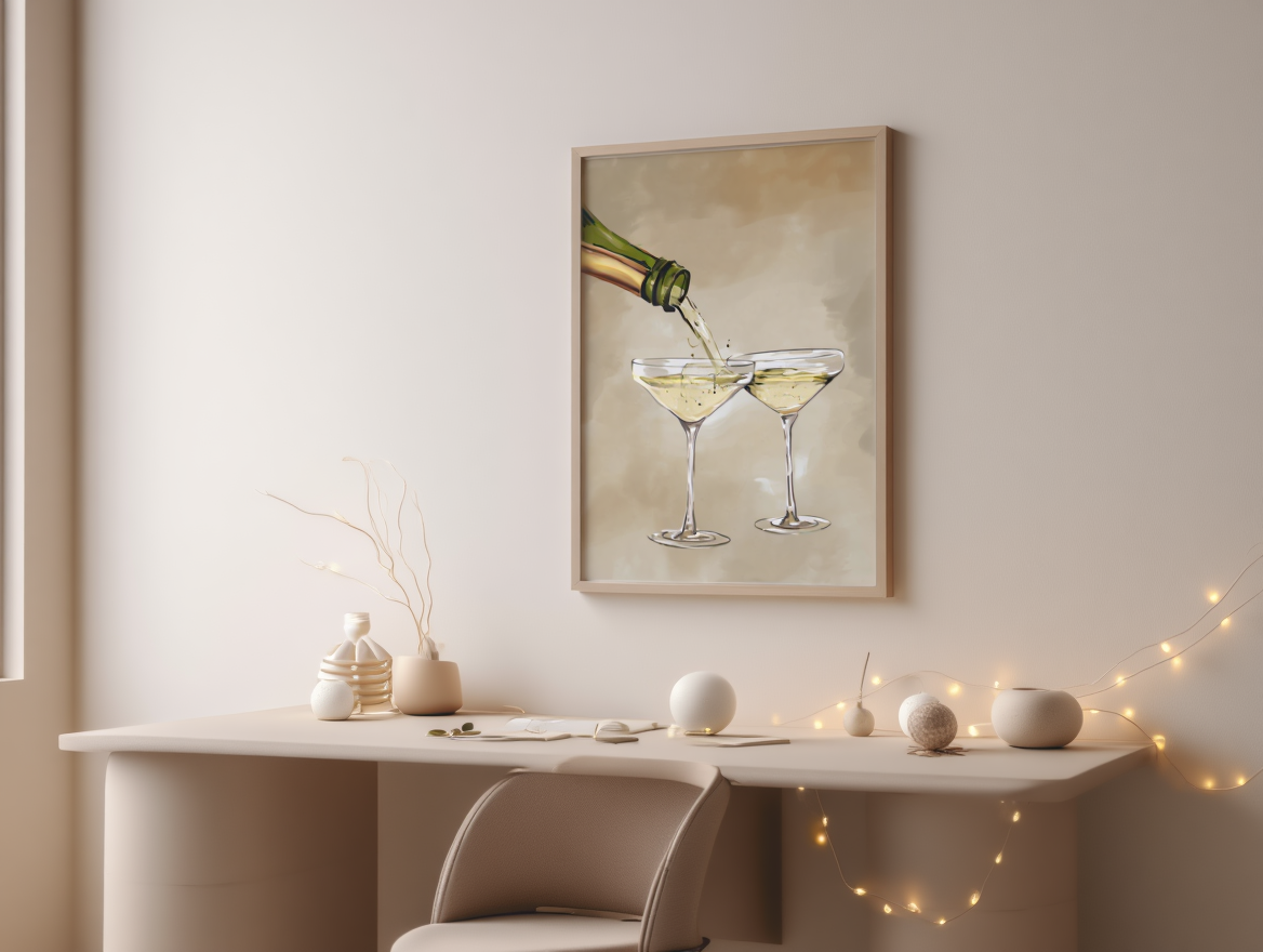Champagne Drinks Pouring – Art Print