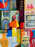 Dealer with Jugs by August Macke – Expressionist Art Print