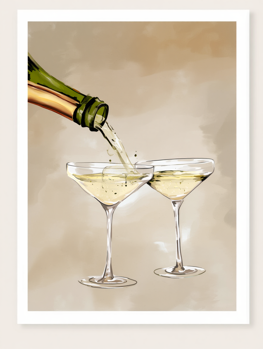 Champagne Drinks Pouring – Art Print