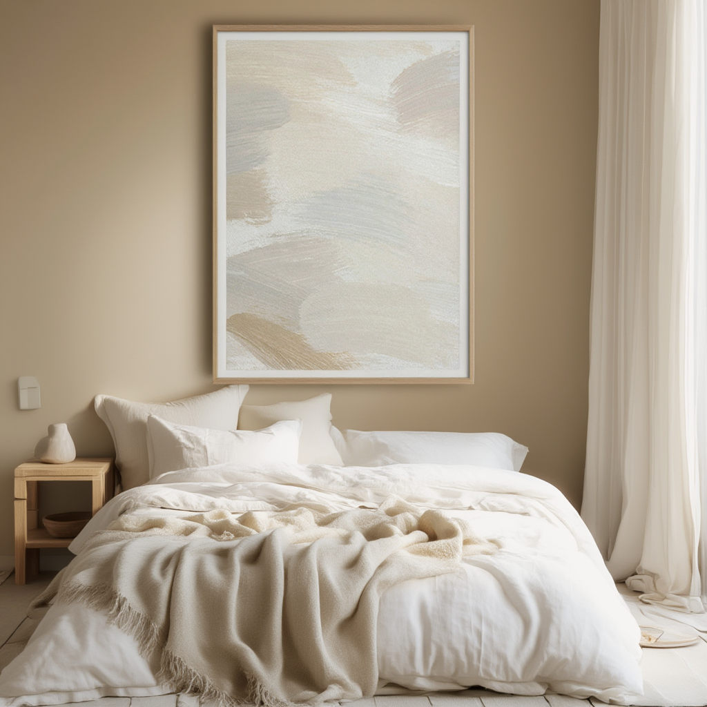 Beige Brush Stroke No. 3 Poster | Minimalist Abstract Wall Art Print - Hakyarts