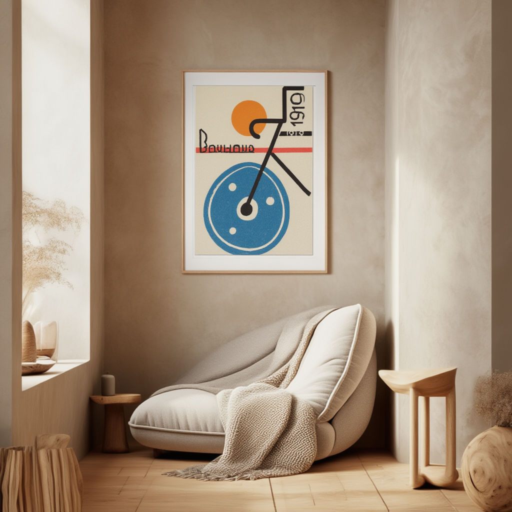 Bauhaus Bicycle – Minimalist Geometric Art Print for Contemporary Interiors