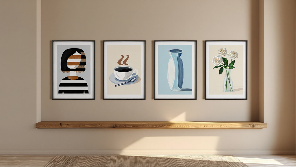 Modern Coffee & Vase Abstract Collection – Set of 4