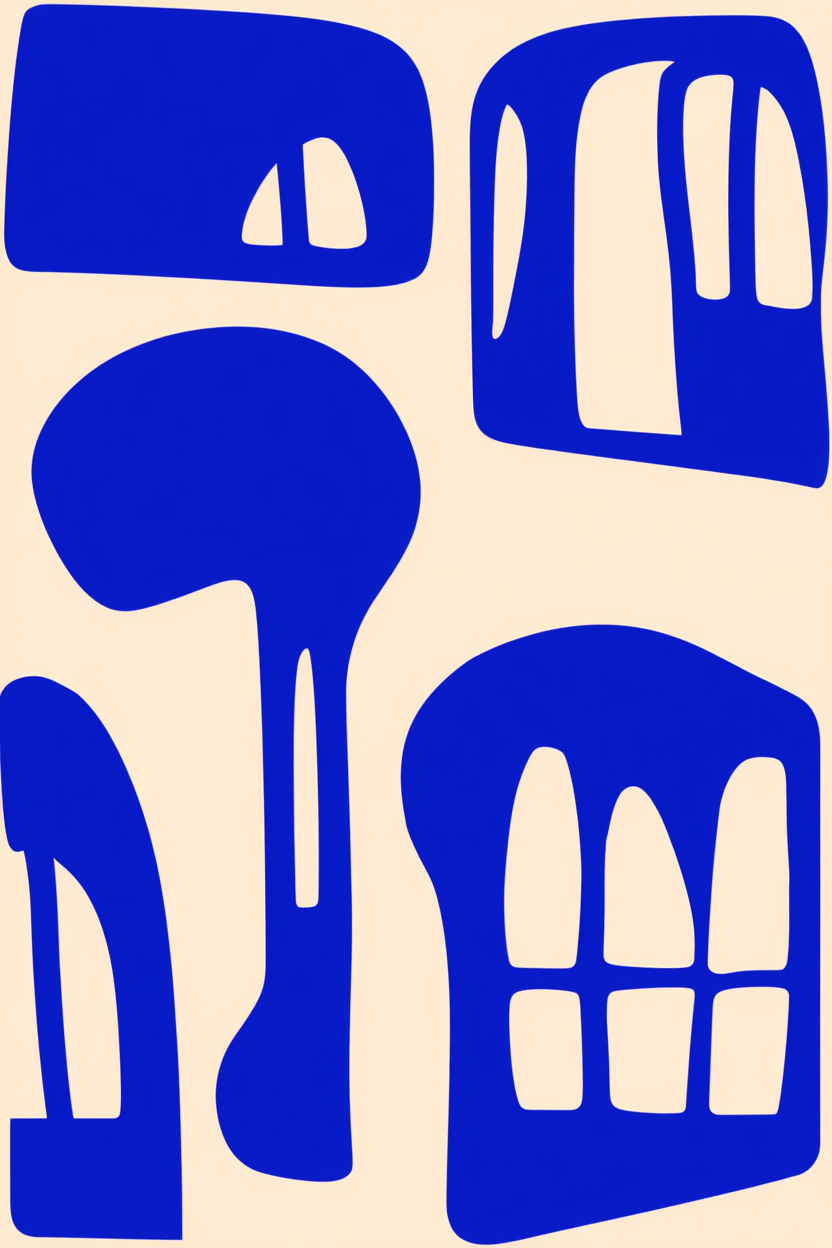 Bundle of 4 Blue Minimalist & Geometric Art Prints – Modern Wall Decor Collection - Hakyarts