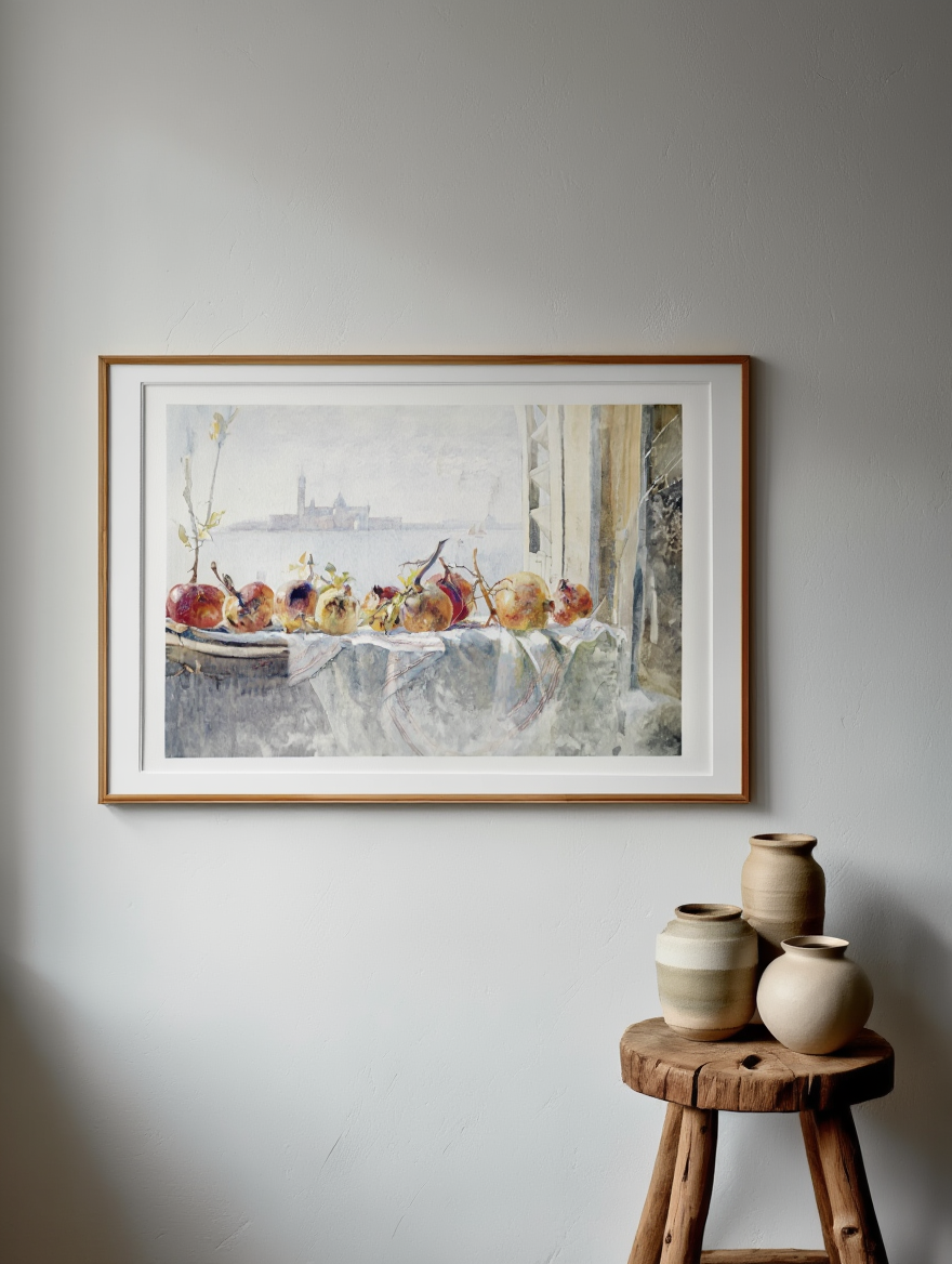 Granatäpfel auf einer Fensterbank