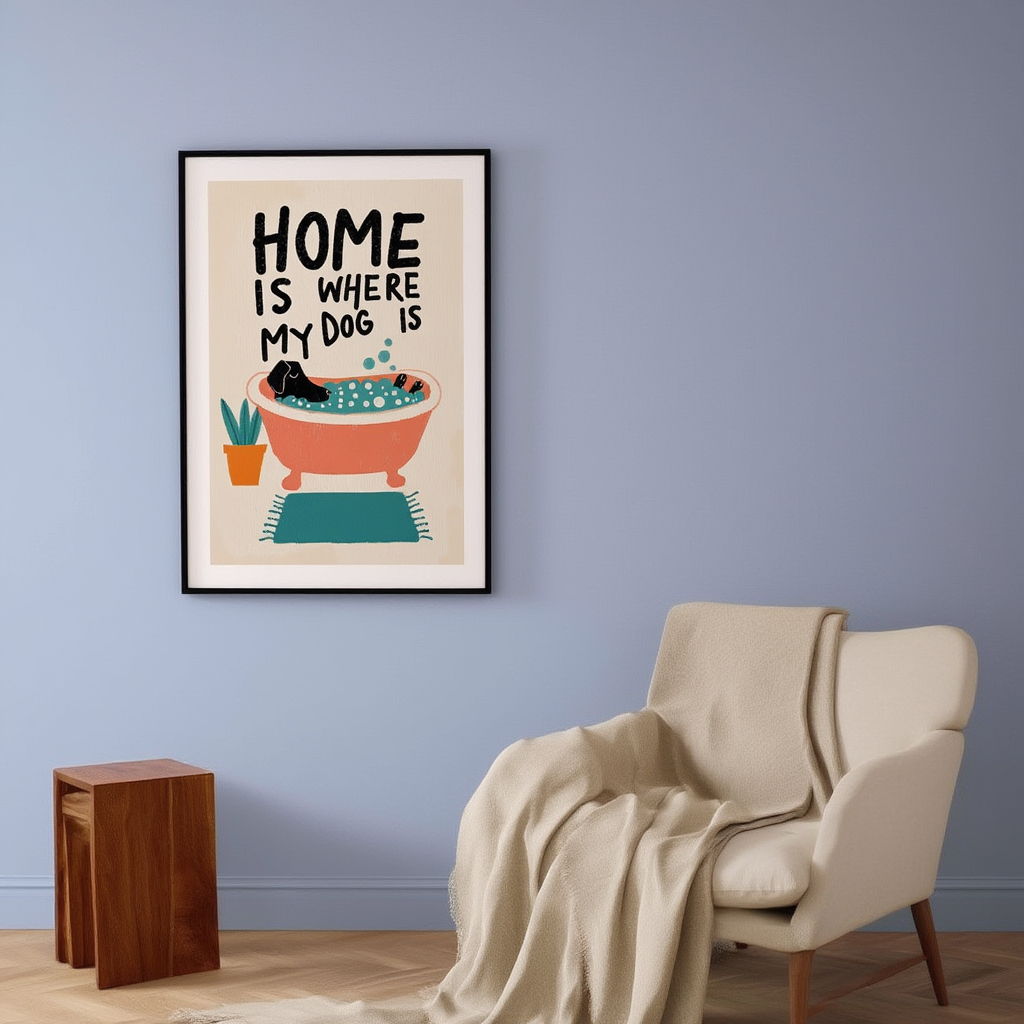 Home Is Where My Dog Is – Humorous Minimalist Art Print