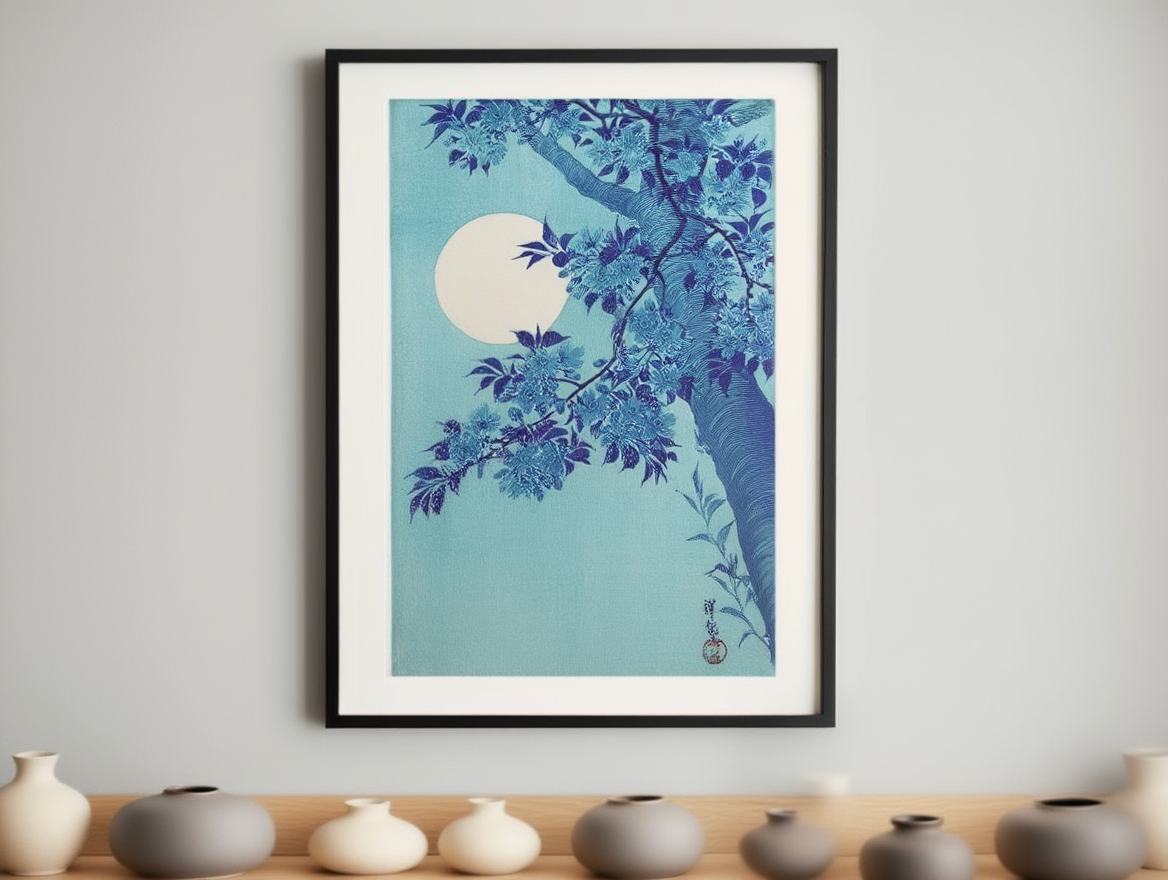 Ohara Koson – Cherry on a Moonlight Night – Iconic Japanese Nature Art Print