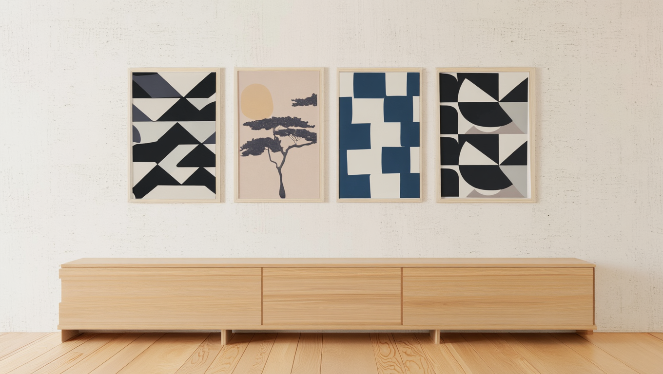 Gallery Wall Set – Linear Arrangement Scandinavian – Set of 4