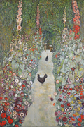 Garden with Roosters by Gustav Klimt – Art Nouveau Landscape Art Print - Hakyarts