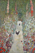 Garden with Roosters by Gustav Klimt – Art Nouveau Landscape Art Print - Hakyarts