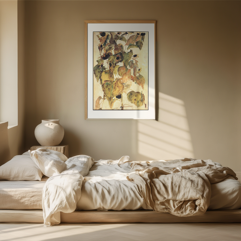 Sunflowers (1911) by Egon Schiele – Expressionist Art Print