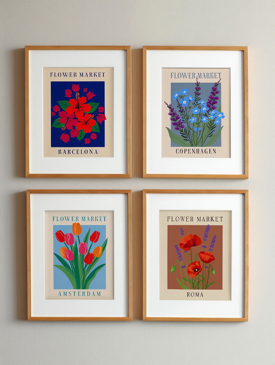 Flower Market Cities – 4 Prints