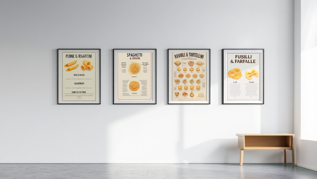 4 Pasta Prints – Retro Italian Kitchen Wall Art