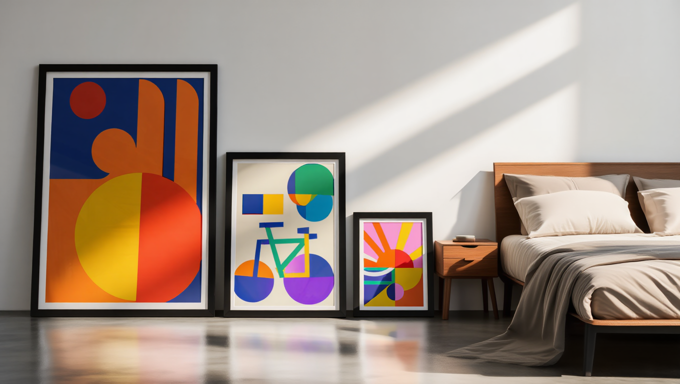 Bauhaus Geometric Pop Art – Living Room Set of 3