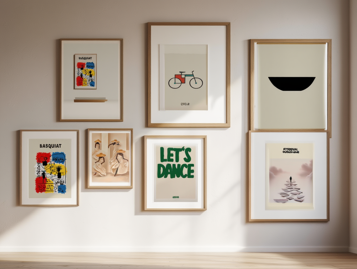 Scandinavian Neutral Gallery Wall – 6 Contemporary Art Prints