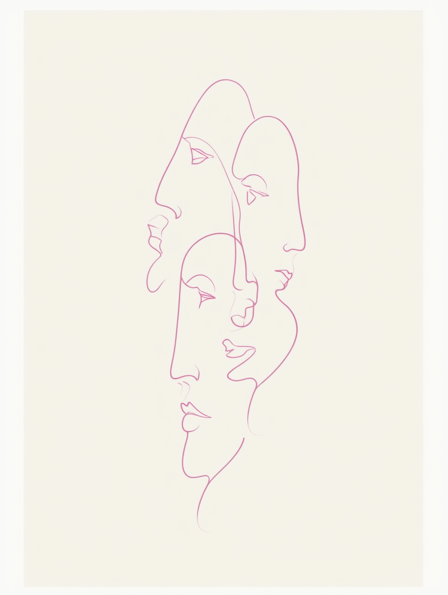 Set of 3 Minimalist Abstract Faces Art Prints – Contemporary Figurative Wall Decor - Hakyarts