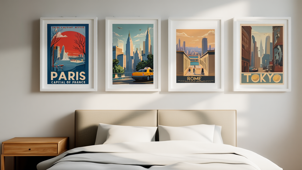Vintage Travel Collection – Living Room Set of 4 Prints
