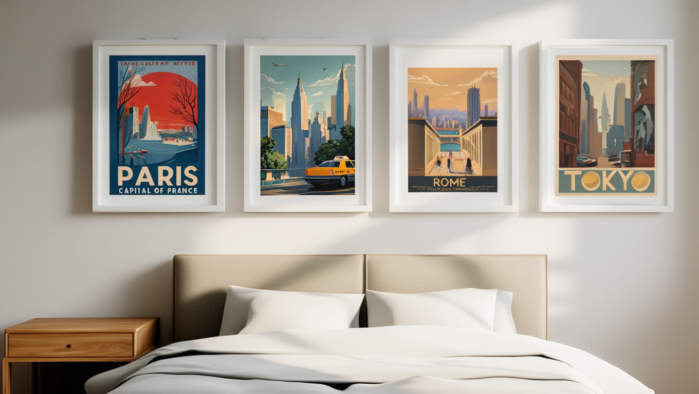 Vintage Travel Collection – Living Room Set of 4 Prints