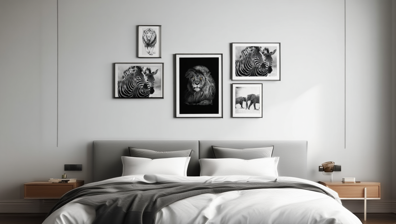 Black & White Animal Art Collection – 5 Minimalist Prints