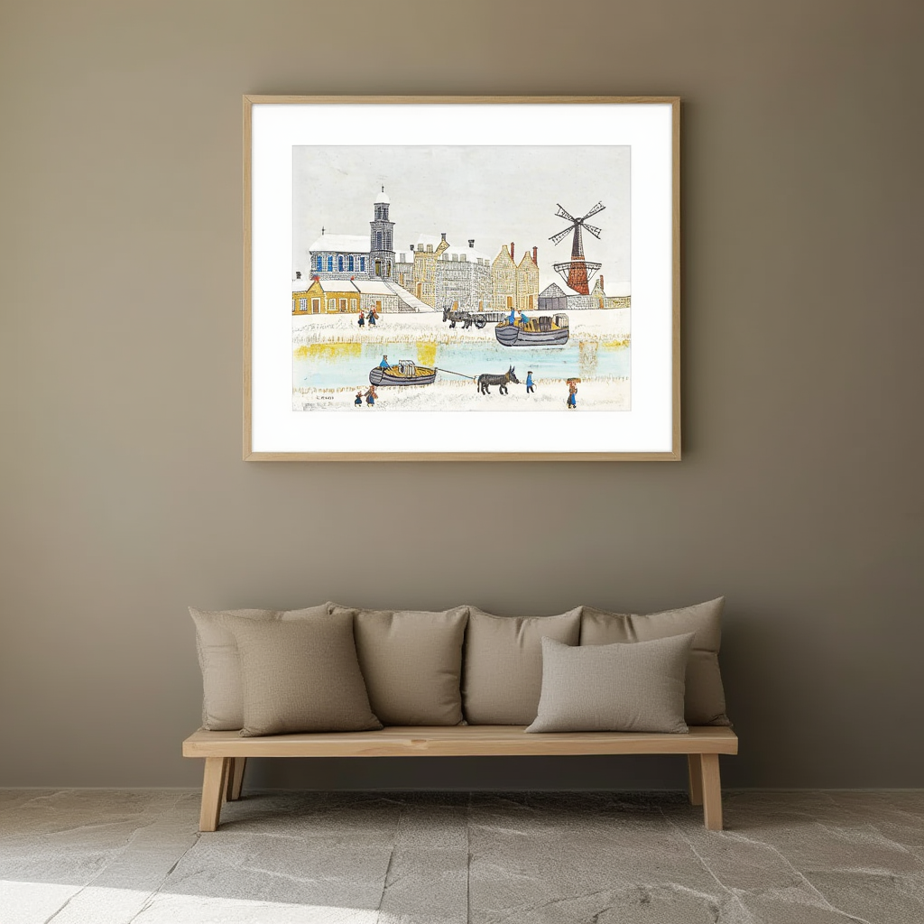 Ville au Moulin près du Canal en Hiver