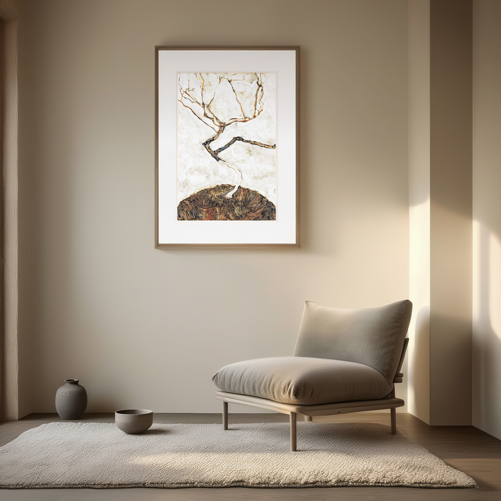 Small Tree in Late Autumn by Egon Schiele (1911) – Expressionist Landscape Art Print