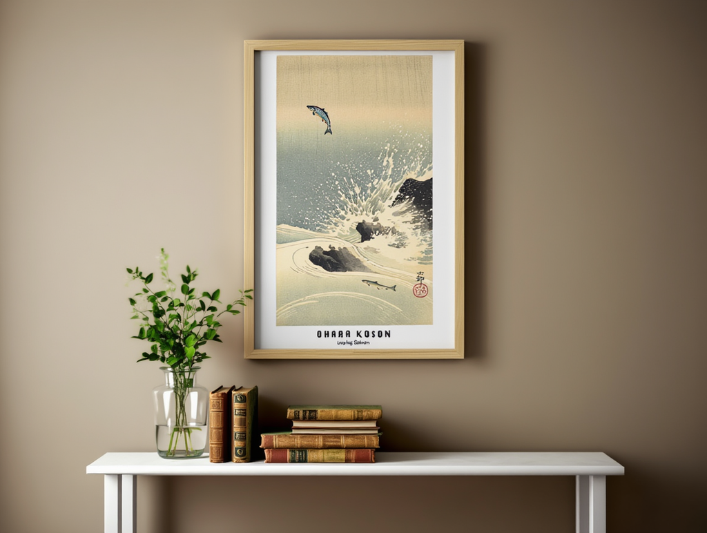 Ohara Koson - Leaping Salmon Poster