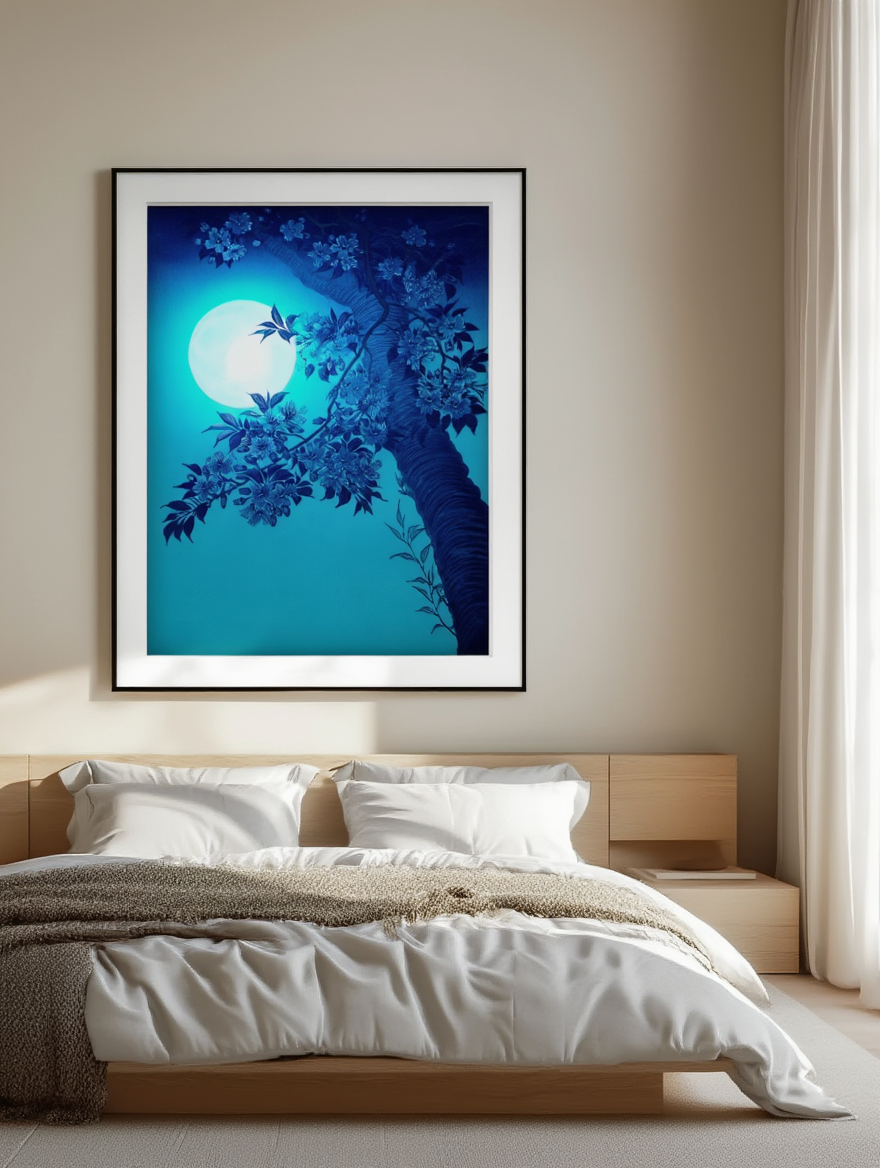 Ohara Koson – Cherry on a Moonlight Night – Iconic Japanese Nature Art Print