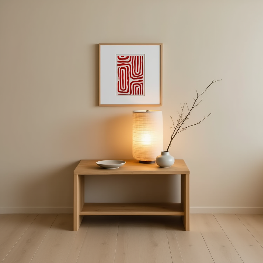 Geometric Maze Bold Red Abstract Art Poster