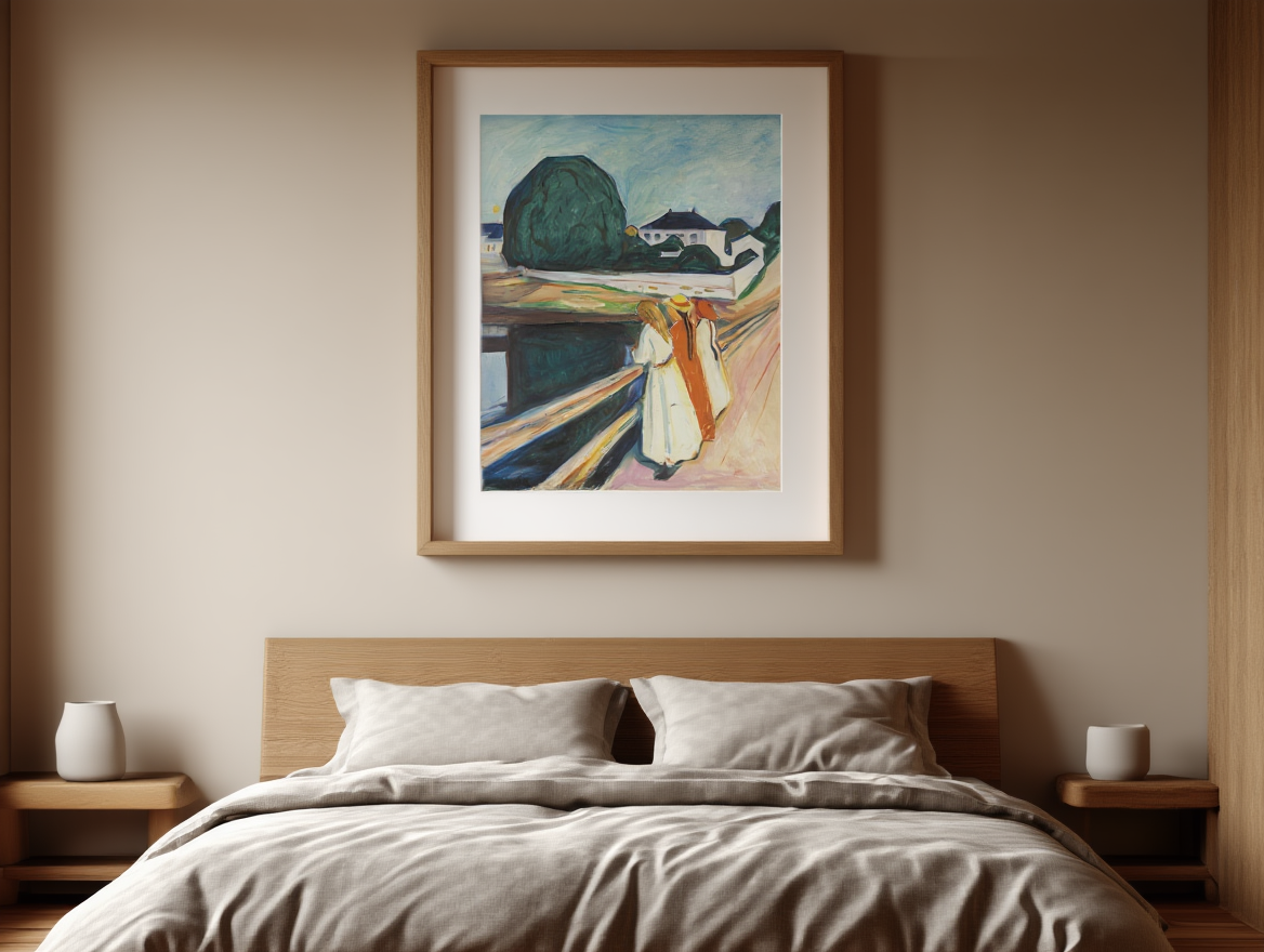 Edvard Munch - The Girls on a Bridge Poster