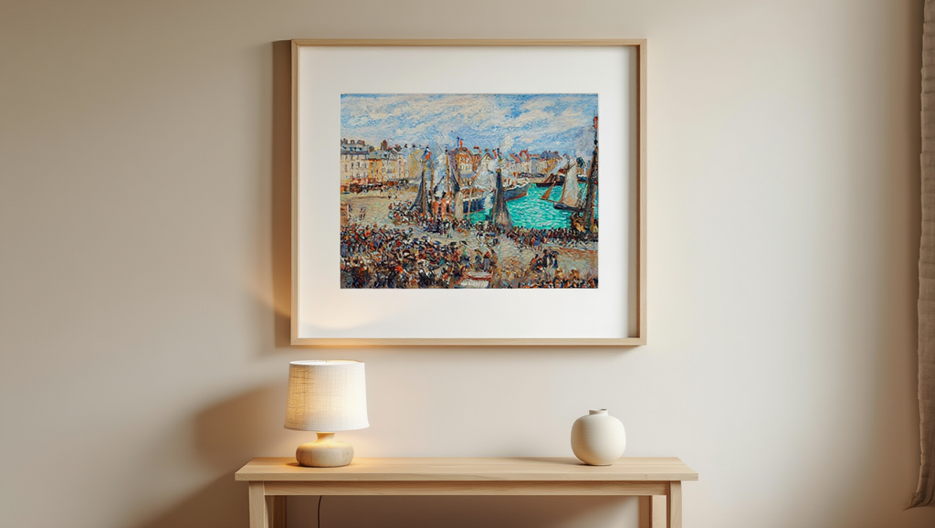 Camille Pissarro - The Fish Market in Dieppe, Gray Weather, Morning