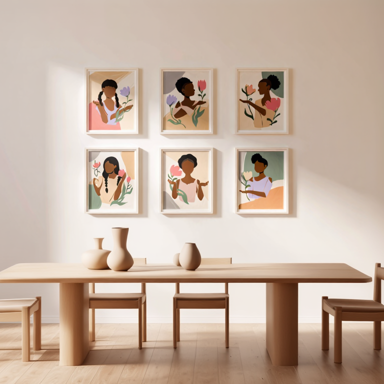 Floral Black Girl Collection – Set of 6 Art Prints