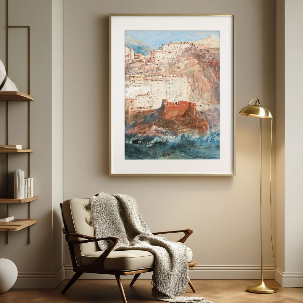 Genoa, from the Sea, looking up to the Church of Santa Maria Assunta in Carignano by J.M.W. Turner – Landscape Art Print