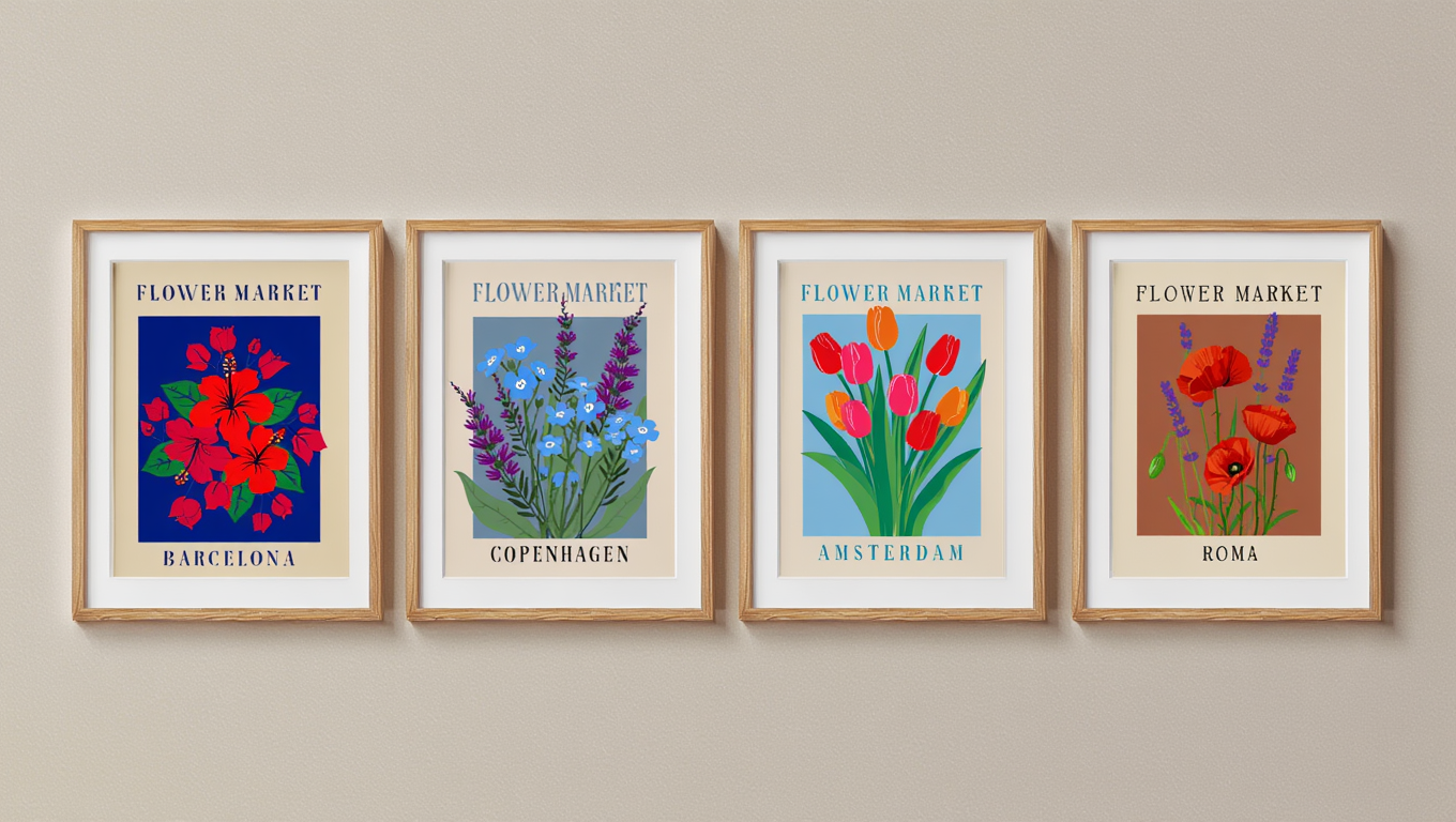 Flower Market Cities – 4 Prints