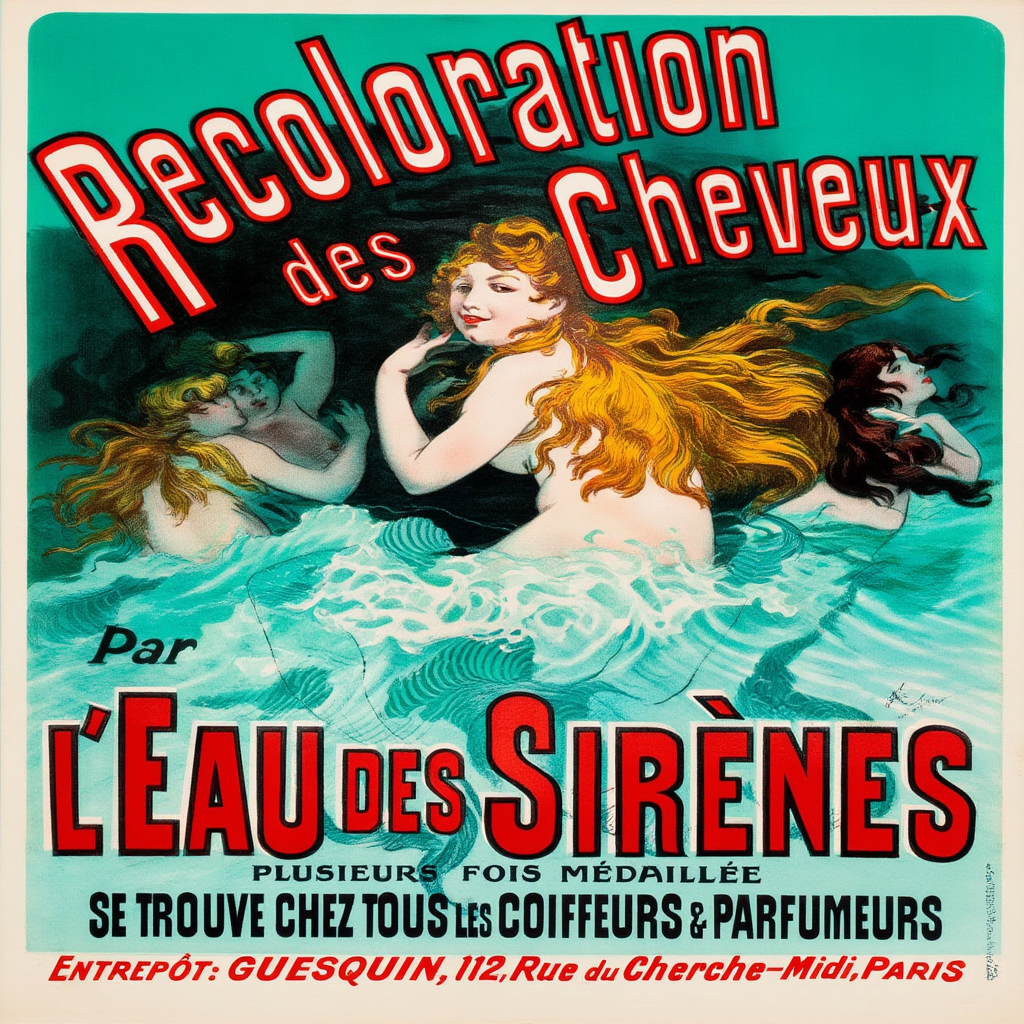 L’Eau des Sirènes Poster by Jules Chéret – Belle Époque French Advertising Art Print